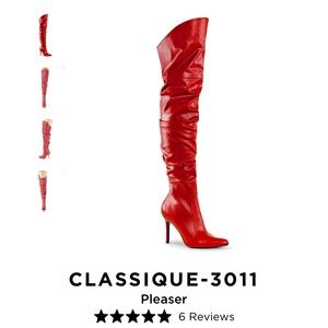 Pleaser Classique 3011- Red Faux Leather- Size 9